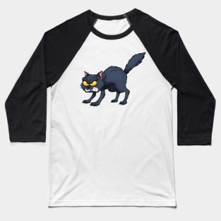 Angry Black Cat Baseball T-Shirt